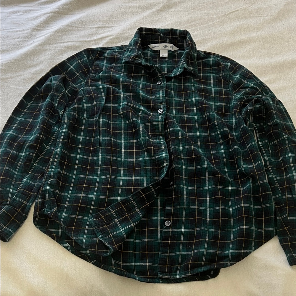 Old Navy womenDark Plaid Button Down Shirt